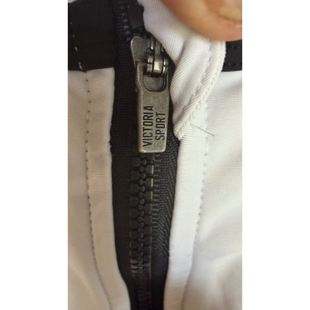 Victoria Sport WomanSmall White Black Zip Front Mesh Back Athletic Crop Top Tank - Picture 5 of 5